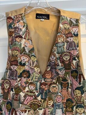 Vintage NADIA Tapestry “Children of the World” Print Vest XL